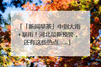 「新闻早茶」中到大雨+暴雨！河北最新预警，还有这些热点……