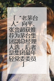 “老茅台人”向平、张贵超获推荐为茅台集团副总经理人选，后者是集团最年轻党委委员