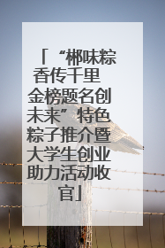 “郴味粽香传千里 金榜题名创未来”特色粽子推介暨大学生创业助力活动收官