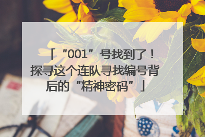 “001”号找到了！探寻这个连队寻找编号背后的“精神密码”