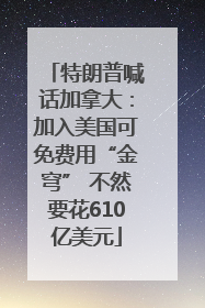 特朗普喊话加拿大：加入美国可免费用“金穹” 不然要花610亿美元