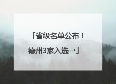 省级名单公布！德州3家入选→