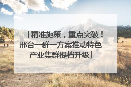 精准施策，重点突破！邢台一群一方案推动特色产业集群提档升级