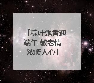粽叶飘香迎端午 敬老情浓暖人心