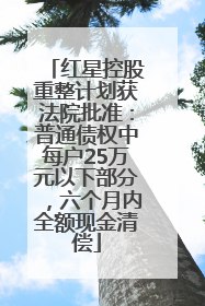 红星控股重整计划获法院批准：普通债权中每户25万元以下部分，六个月内全额现金清偿