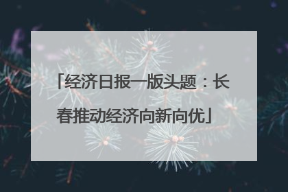 经济日报一版头题：长春推动经济向新向优