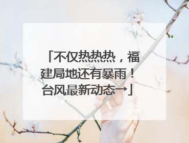 不仅热热热，福建局地还有暴雨！台风最新动态→