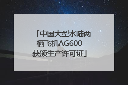中国大型水陆两栖飞机AG600获颁生产许可证