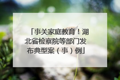 事关家庭教育！湖北省检察院等部门发布典型案（事）例