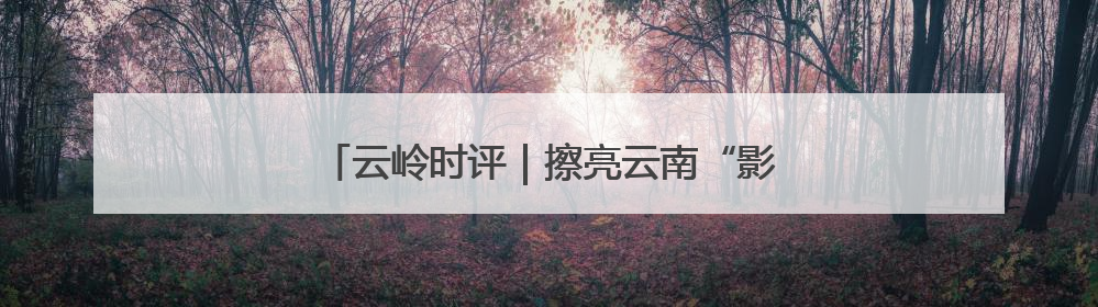 云岭时评｜擦亮云南“影视天堂”这块金字招牌