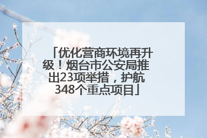 优化营商环境再升级！烟台市公安局推出23项举措，护航348个重点项目