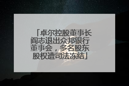 卓尔控股董事长阎志退出众邦银行董事会，多名股东股权遭司法冻结