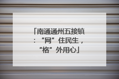 南通通州五接镇：“网”住民生，“格”外用心