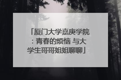 厦门大学嘉庚学院：青春的烦恼 与大学生哥哥姐姐聊聊