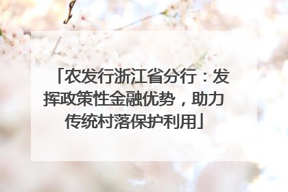 农发行浙江省分行：发挥政策性金融优势，助力传统村落保护利用