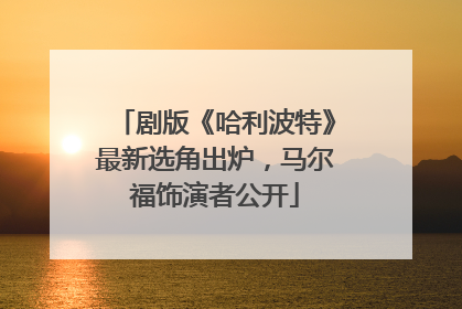 剧版《哈利波特》最新选角出炉，马尔福饰演者公开