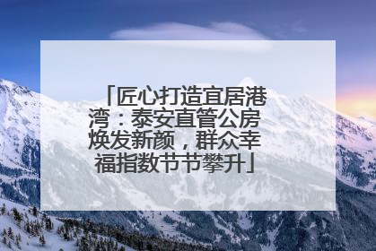 匠心打造宜居港湾：泰安直管公房焕发新颜，群众幸福指数节节攀升