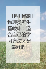 四川绵阳物理类考生杨峻玮：适合自己的学习方法才是最好的