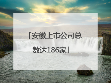 安徽上市公司总数达186家