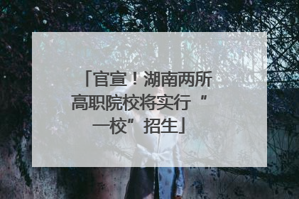 官宣！湖南两所高职院校将实行“一校”招生