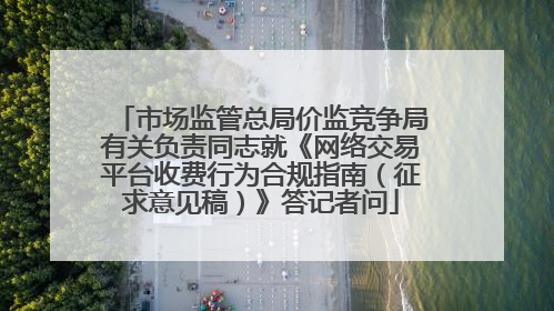 市场监管总局价监竞争局有关负责同志就《网络交易平台收费行为合规指南（征求意见稿）》答记者问
