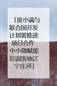 度小满与联合国开发计划署推进项目合作 中小微赋能培训落地辽宁庄河