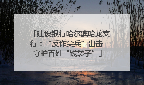 建设银行哈尔滨哈龙支行：“反诈尖兵”出击 守护百姓“钱袋子”