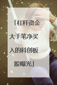 杠杆资金大手笔净买入的科创板股曝光