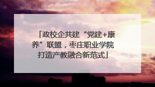 政校企共建“党建+康养”联盟，枣庄职业学院打造产教融合新范式