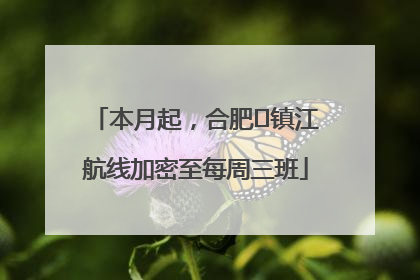 本月起，合肥⇋镇江航线加密至每周三班