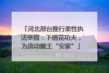 河北邢台推行柔性执法举措：下绣花功夫，为流动摊主“安家”