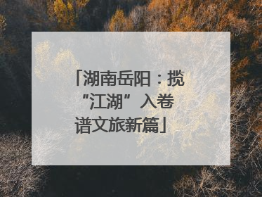 湖南岳阳：揽“江湖”入卷 谱文旅新篇