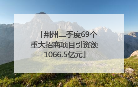 荆州二季度69个重大招商项目引资额1066.5亿元
