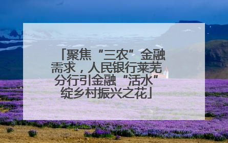 聚焦“三农”金融需求，人民银行莱芜分行引金融“活水”绽乡村振兴之花