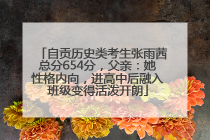 自贡历史类考生张雨茜总分654分，父亲：她性格内向，进高中后融入班级变得活泼开朗