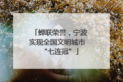 蝉联荣誉，宁波实现全国文明城市“七连冠”
