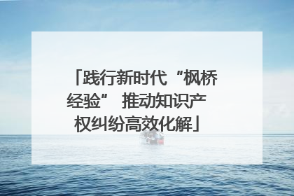 践行新时代“枫桥经验” 推动知识产权纠纷高效化解