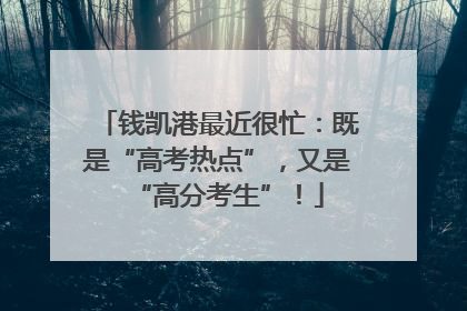钱凯港最近很忙：既是“高考热点”，又是“高分考生”！
