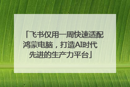 飞书仅用一周快速适配鸿蒙电脑，打造AI时代先进的生产力平台