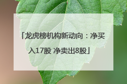 龙虎榜机构新动向：净买入17股 净卖出8股