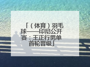 （体育）羽毛球——印尼公开赛：王正行男单首轮晋级