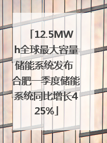 12.5MWh全球最大容量储能系统发布 合肥一季度储能系统同比增长425%