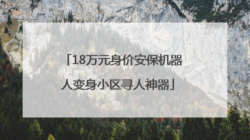 18万元身价安保机器人变身小区寻人神器