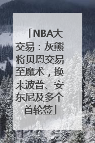 NBA大交易：灰熊将贝恩交易至魔术，换来波普、安东尼及多个首轮签
